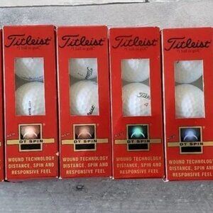Unused Set of 12 Golf Balls - Titleist DT Spin - Company Logo Imprinted on Balls